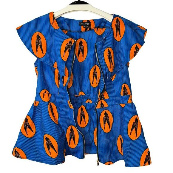 Mae Otti African Print Top Orange Blue Designer 3XL Tabitha Brown Urban Work BBW - Picture 13 of 15